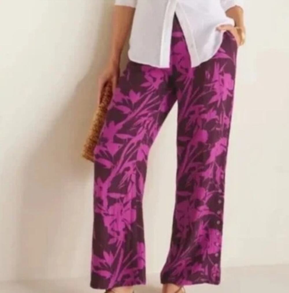 NWOT Soft Surroundings Oceo Gauze Wide Leg Pants Floral M